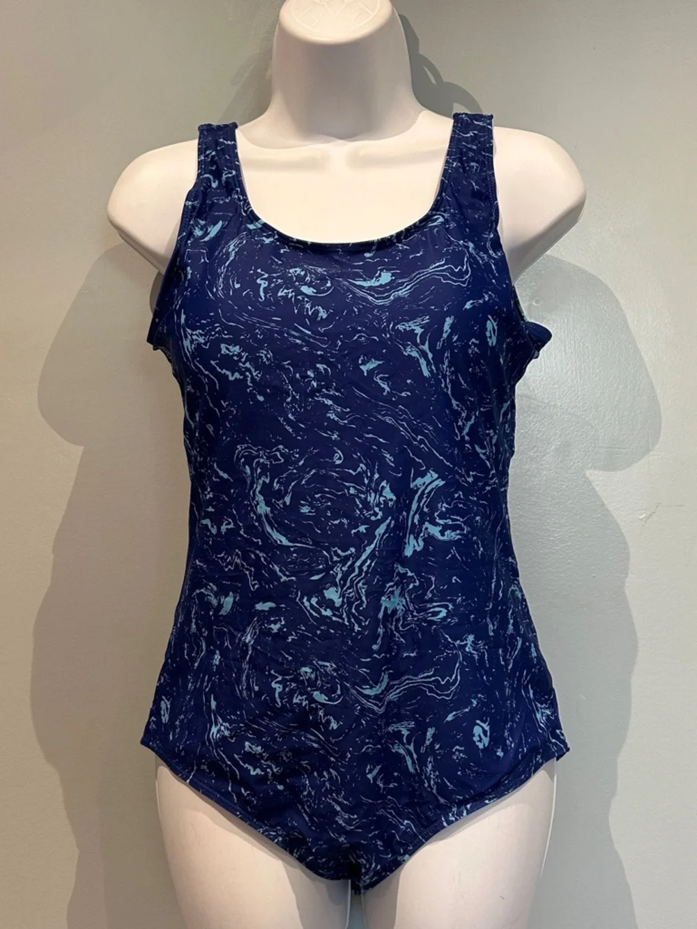 Blue Marble One-Piece Swimsuit Crisscross Back Large NWOT - Picture 4 of 13